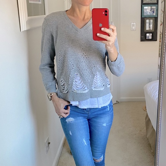 Anthropologie Tops - Pepin Anthropologie grey distressed sweatshirt